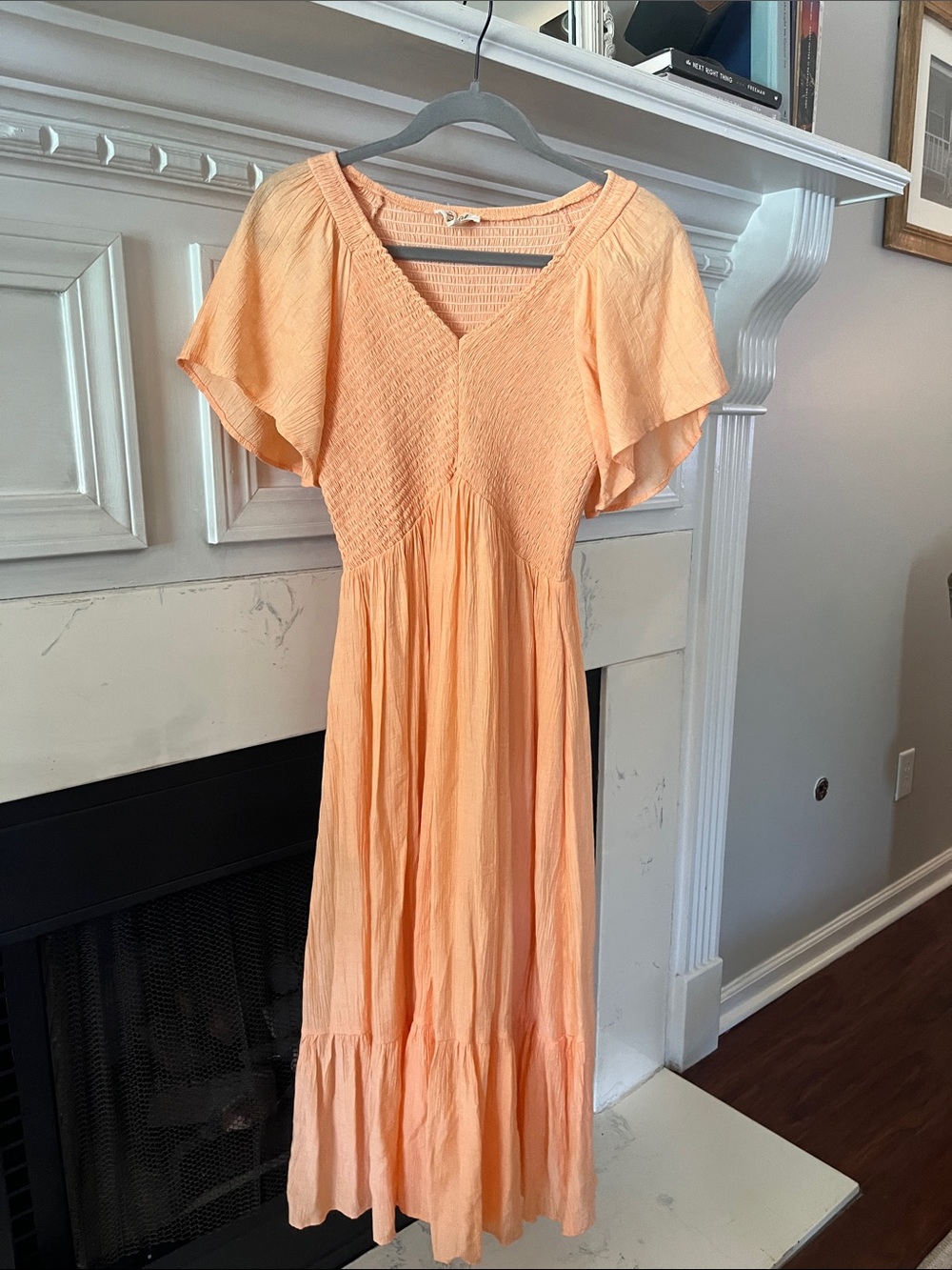 Listicle Peach Maxi Dress with Flutter Sleeves